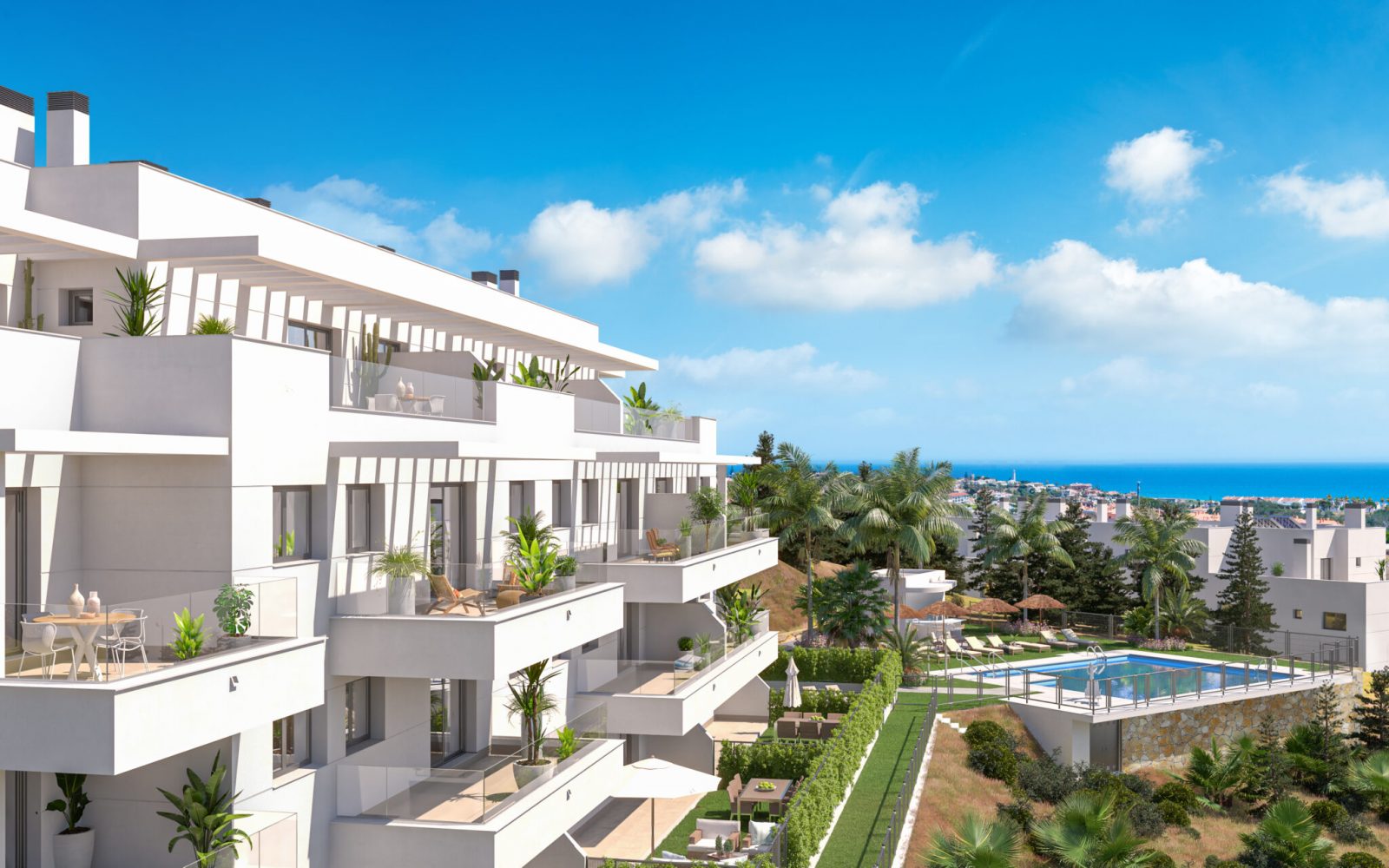 Célere Sunrise - all apartments with seaview in Mijas, 15 minutes from Malaga airport.